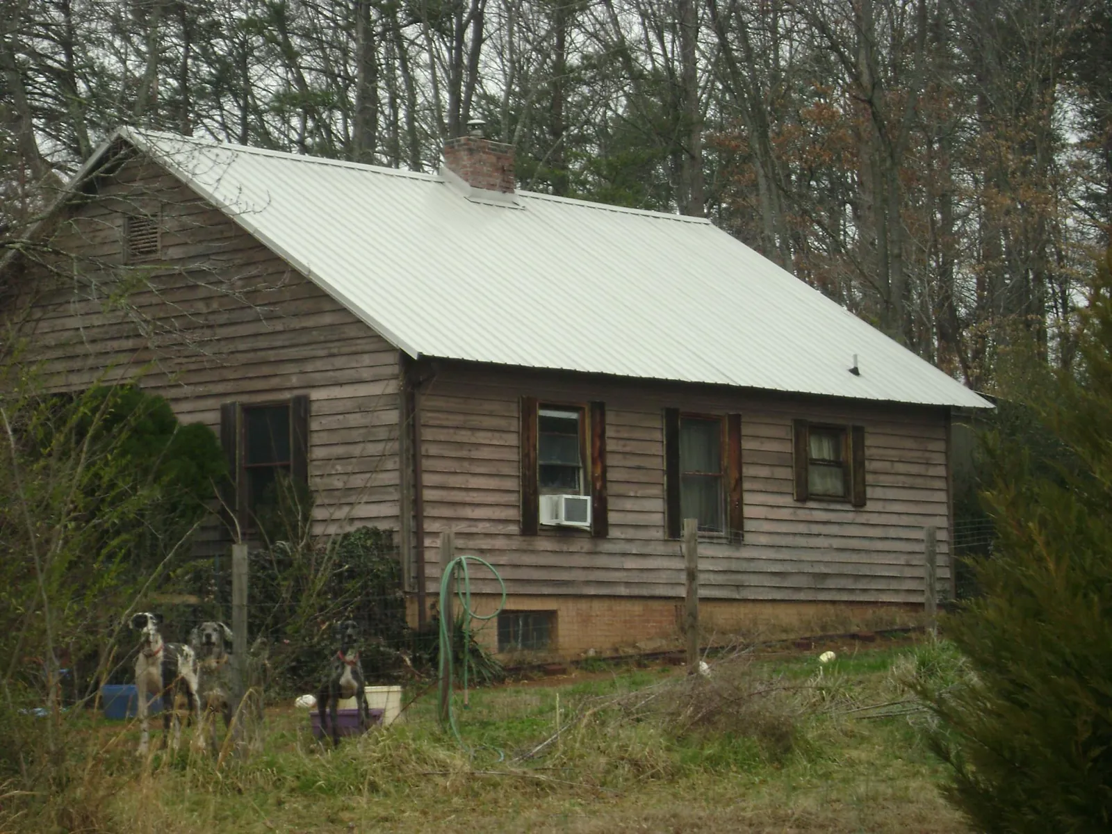 White metal roof on an old wood sided farmhouse, from a Asphalt Shingle Roof Repair job in Sugar Hill